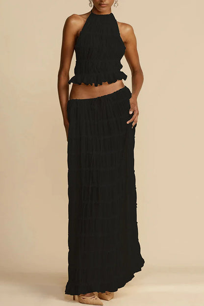 Passion and Romance Pleated Back Elastic Straps Adjustable Halter Tank