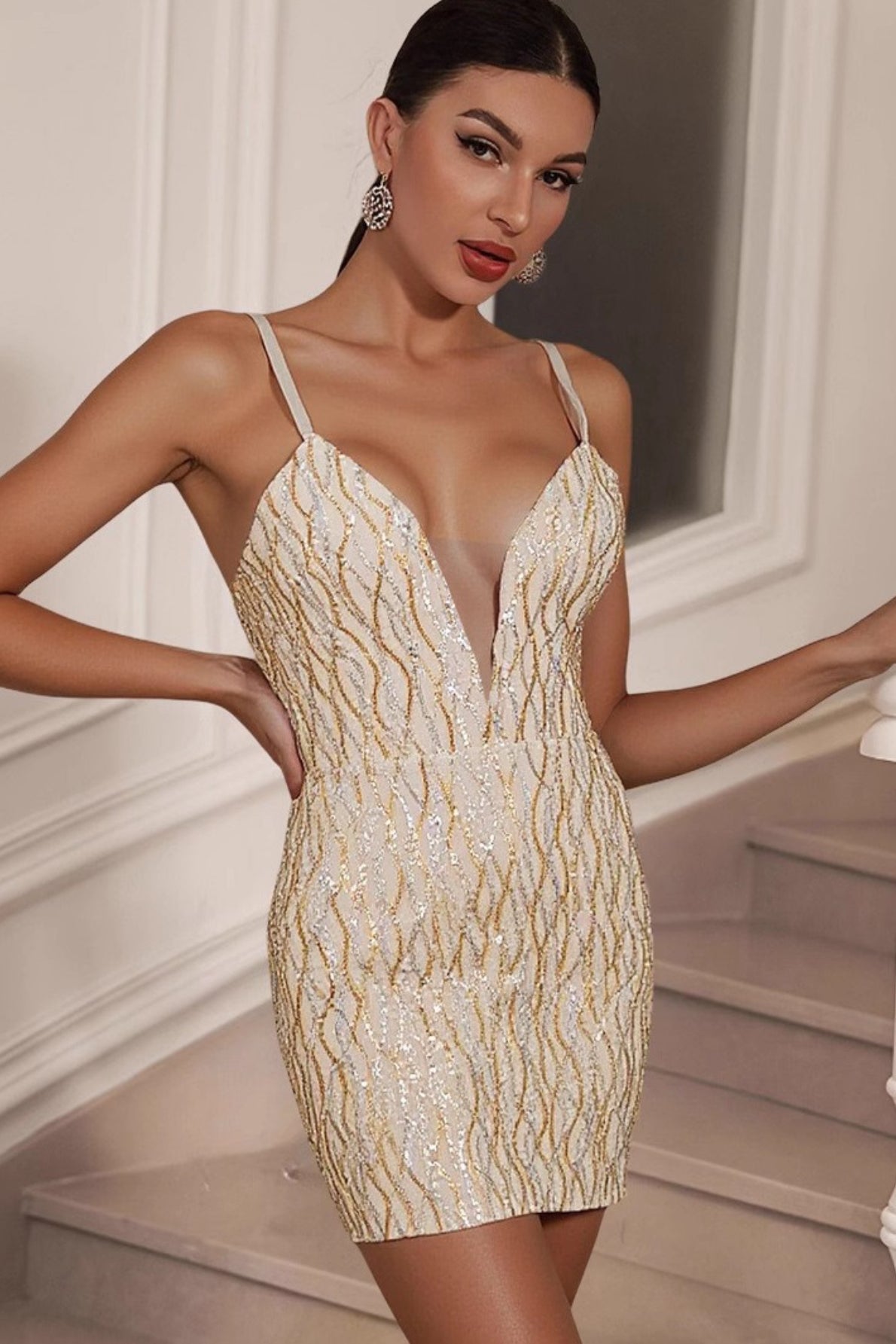 Sequin Bodycon Mini Graduation Party Dress