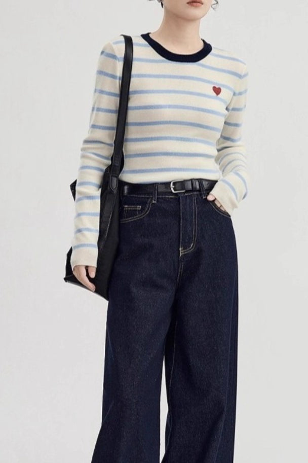 Heart Stitch Slim Fit Knit Top