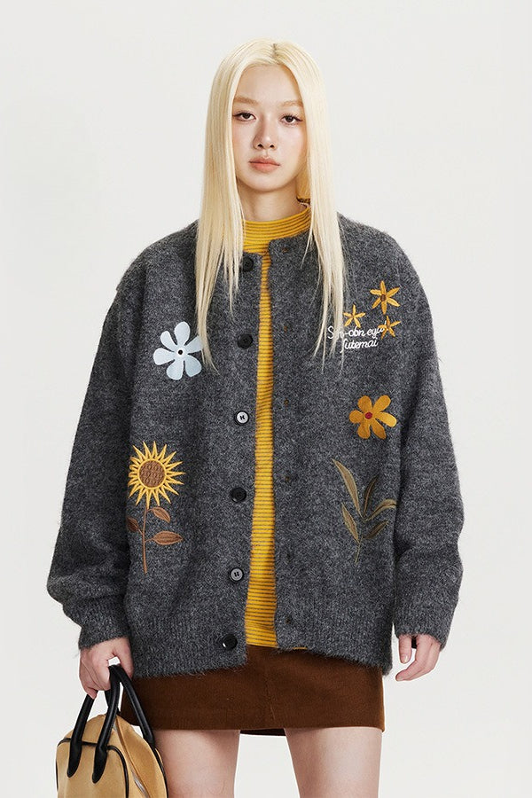 Vintage Floral Embroidered Cardigan