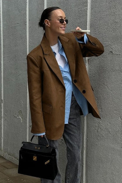 Suede Leather Vintage Brown Blazer