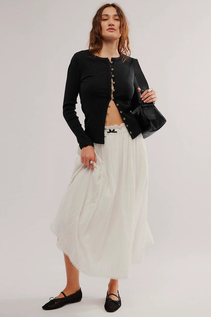 Round Neck Long Sleeve Ribbed Cardigan