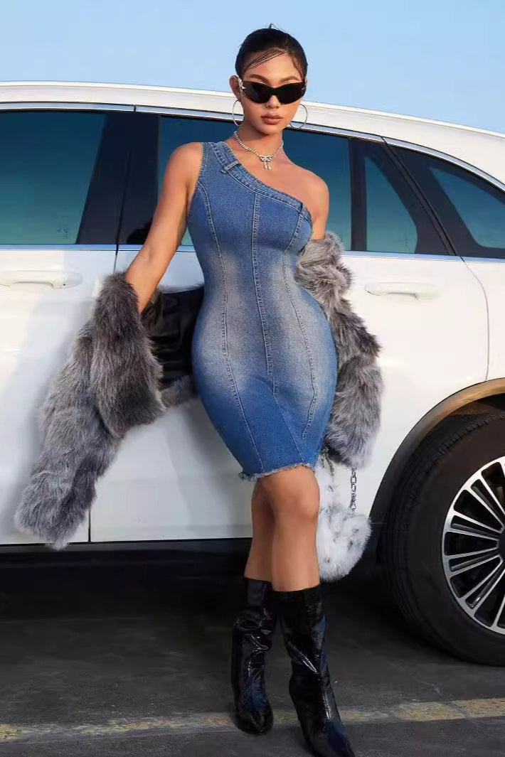 Bodycon Washed Denim Dress