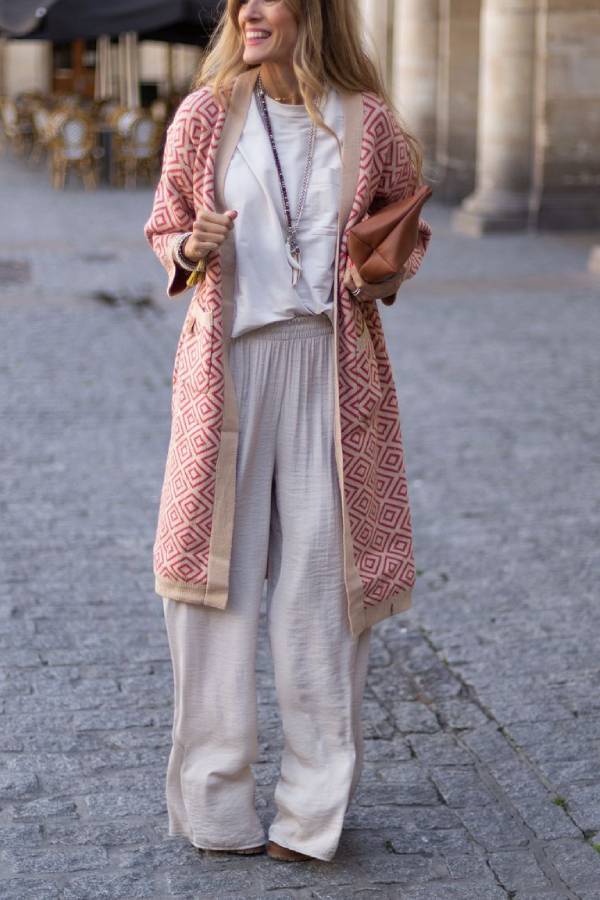 Long Two-tone Kimono Coat