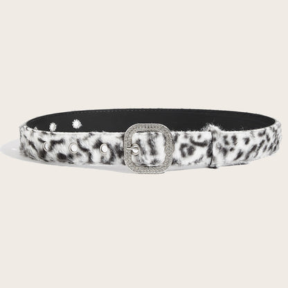 Leopard Soft Fabric Faux Fur Wide Belt