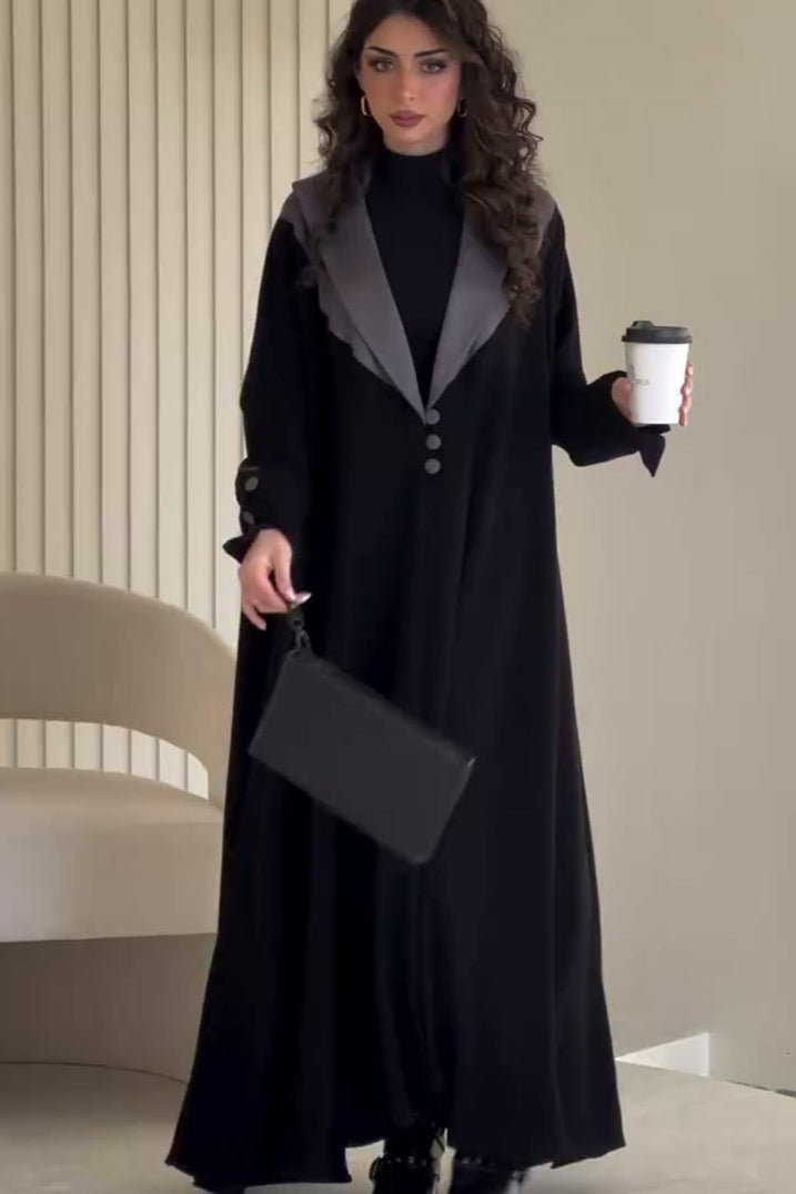 Long Contrast Color Trench Style Overcoat