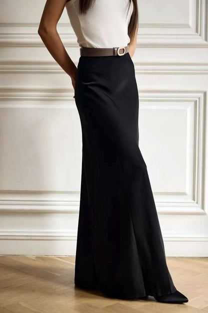 High Waist Satin Bodycon Mermaid Maxi Skirt