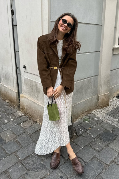 Vintage Suede Insulated Notch Lapel Coat