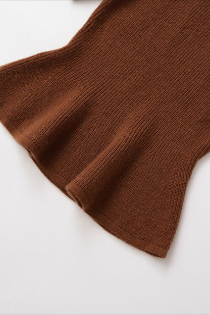Relaxed Fit Ruffle Trim Knit Top