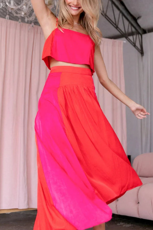 Fashion Color Matching Casual Two-piece Set