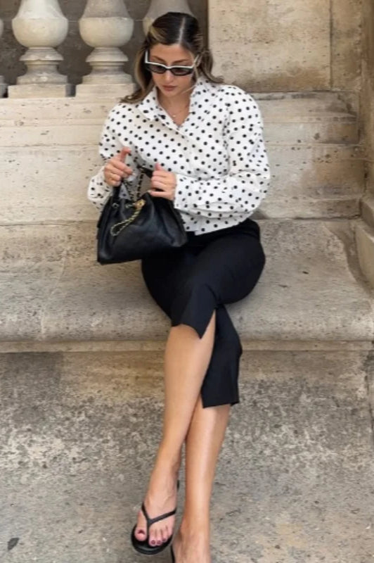 Contrast Polka Dot Casual Jacket