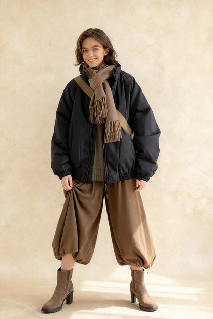 Ribbed High Neck Jacket