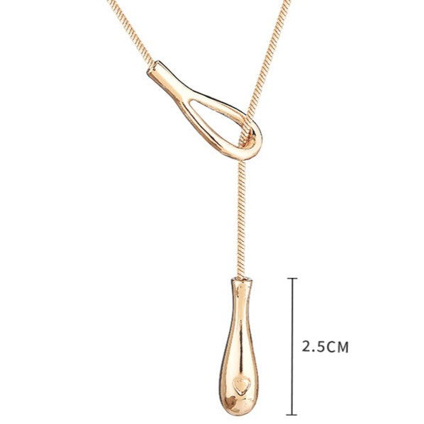 Long Teardrop Pendant Slide Chain Lariat Necklace
