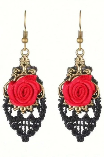 Dark-style Rose Earrings