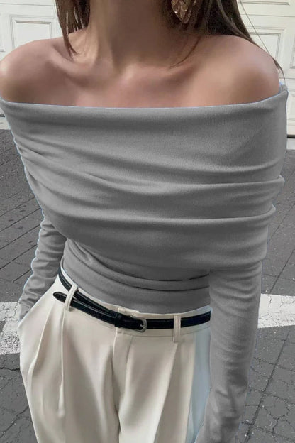 Off Shoulder Slim Knit Sweater