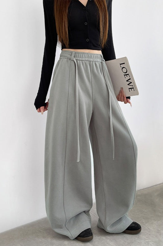 Fleece Lined Curved High Waist Knit Pants