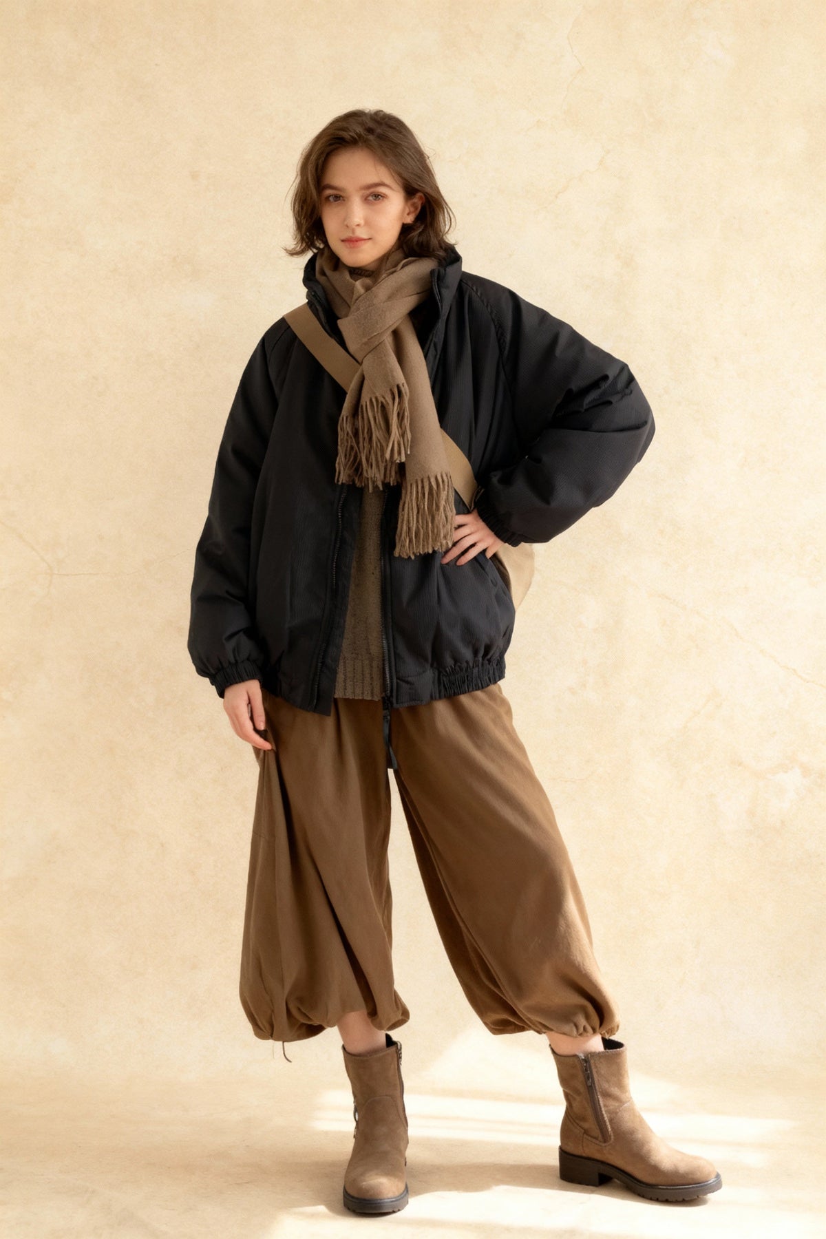 Ribbed High Neck Jacket