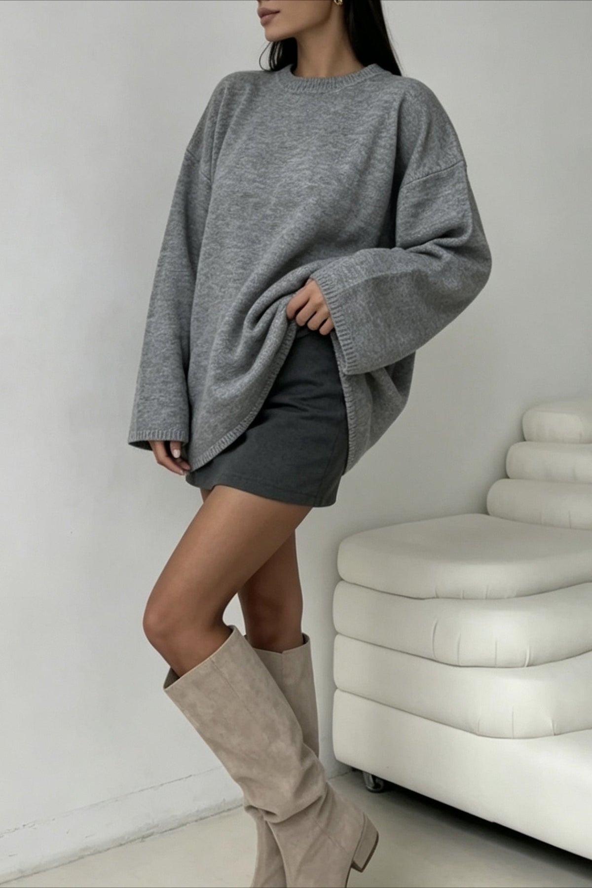 Minimalist Oversized Casual Knit Sweatshirt