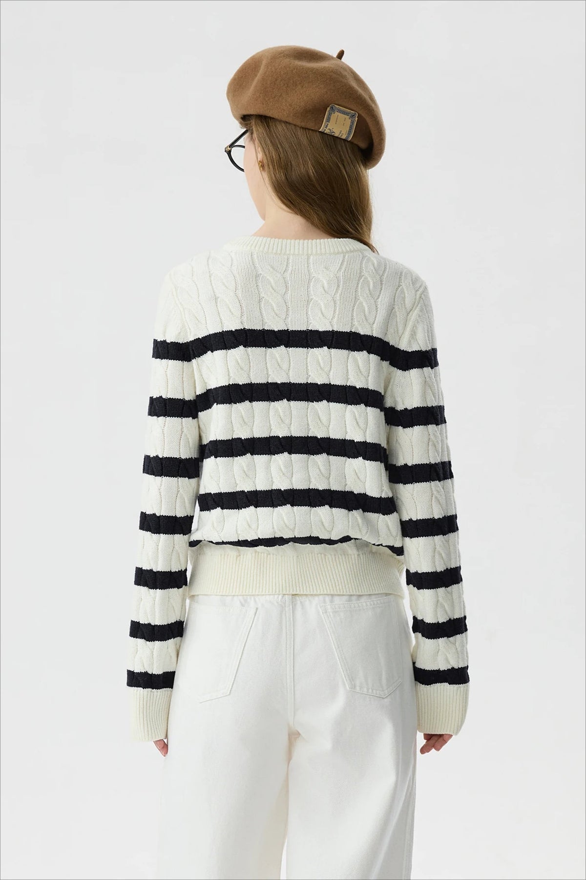 Black White Wool Twist Knit Cardigan