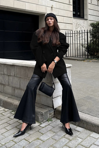 Wool Blend Relaxed Tailoring Coat
