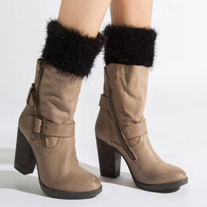 Short Feather Yarn Foldover Boot Cuffs
