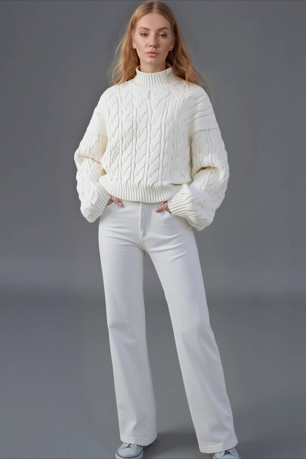 Cozy Half Neck Cable Sweater
