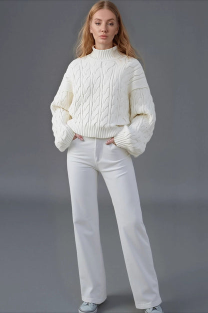 Cozy Half Neck Cable Sweater