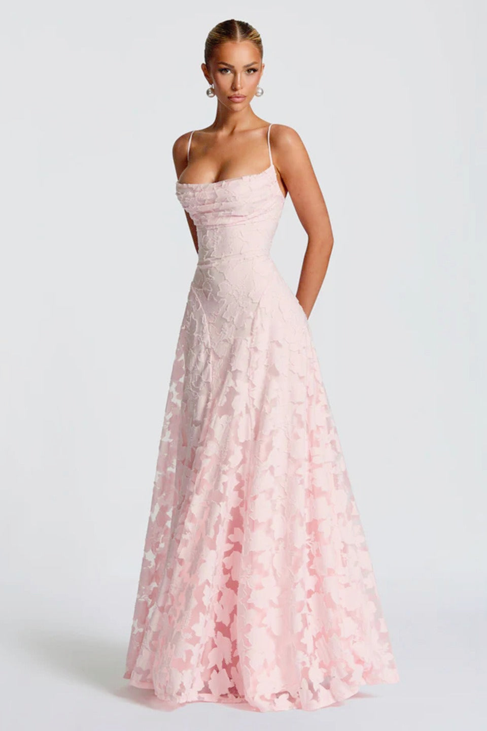 Tie Back Jacquard Lace Birthday Dress