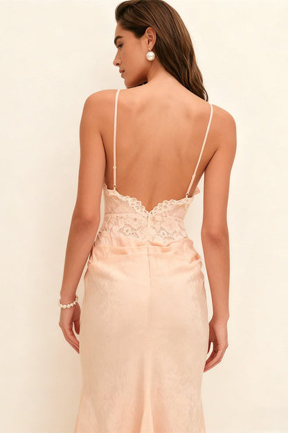 Lace Satin Mermaid Prom Dress