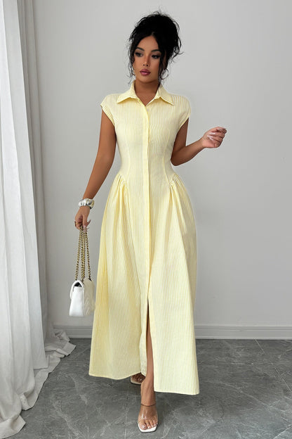 Sleeveless Button Front Open Design Maxi Dress