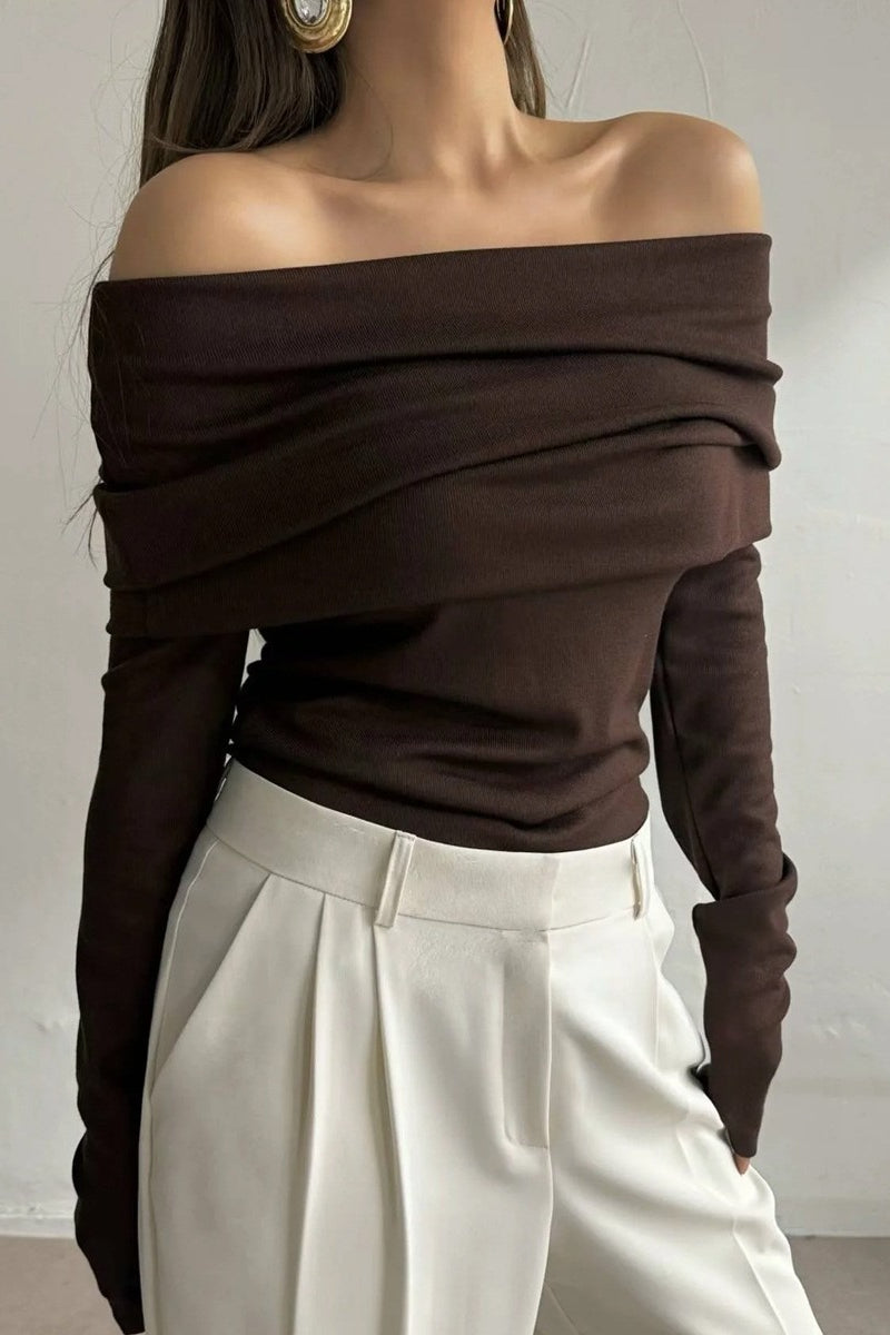Off Shoulder Ribbed Sweater