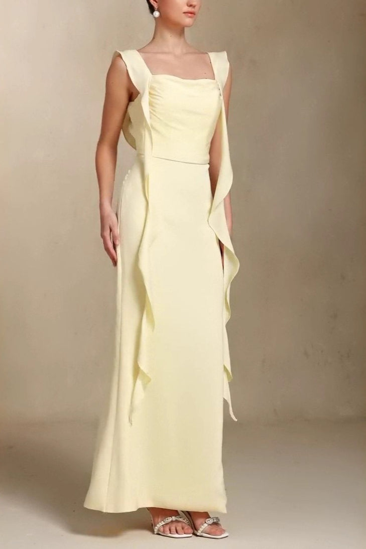 Elegant U Neck Sash Maxi Mermaid Prom Dress