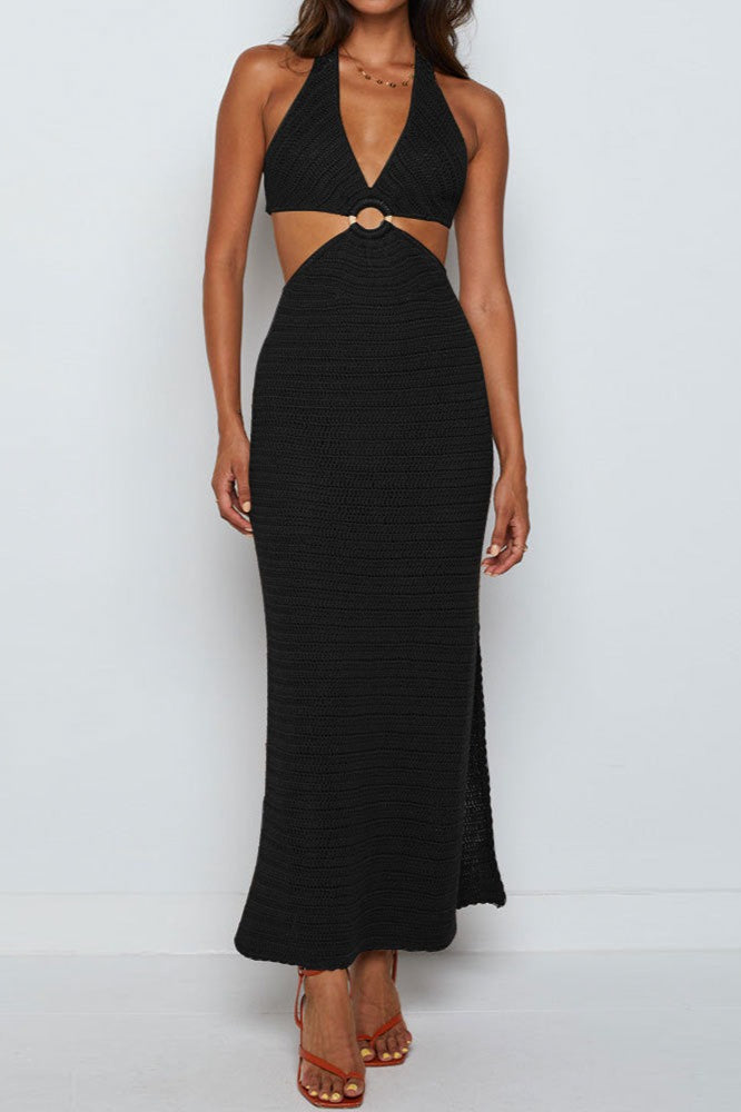 V Neck Cut Out Cover Up Vacation Dress