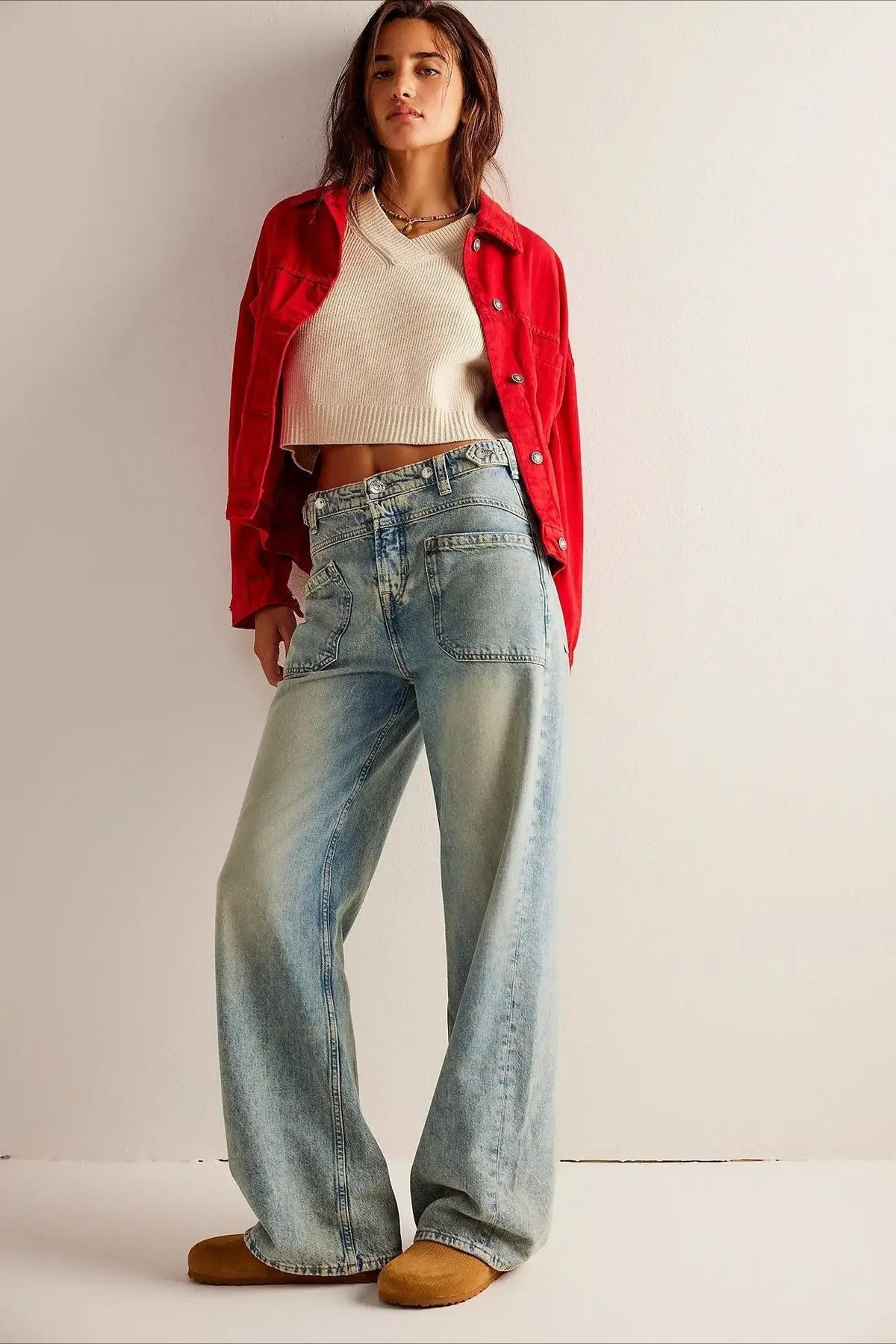 Vintage Washed Wide Leg Jeans