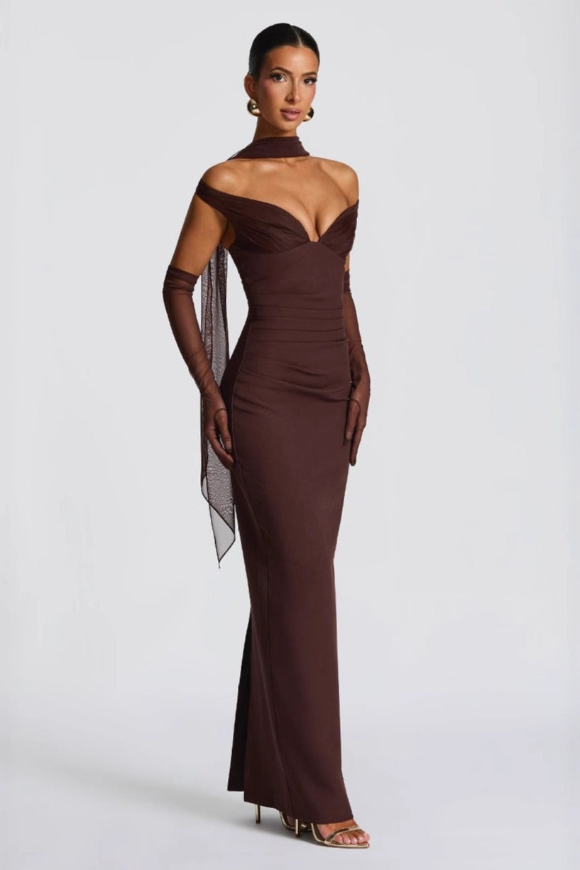 Strapless Off Shoulder Ruched Stretch Bodycon Formal Dress