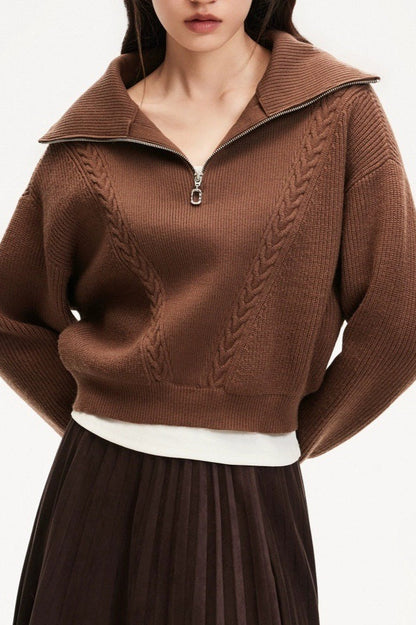 Short Cable Knit Pullover Sweater