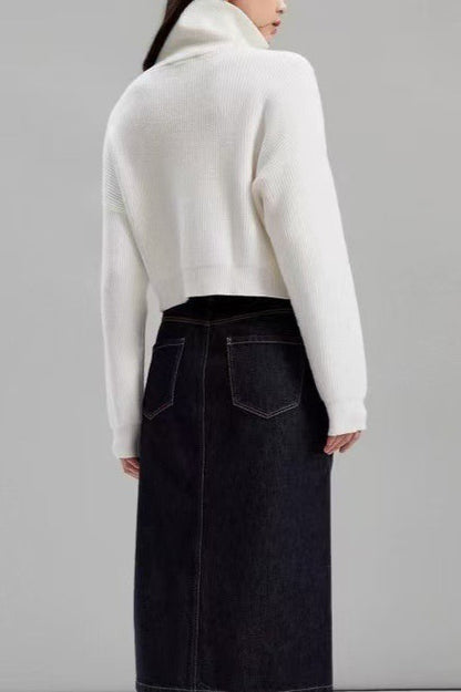 Short Cable Knit Pullover Sweater