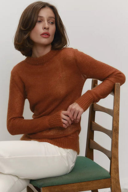 Sheer Pastel Round Neck Knit Top