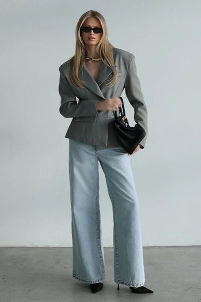 Single Button Lapel Blazer