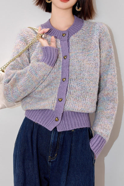 Tweed Color Block Cardigan