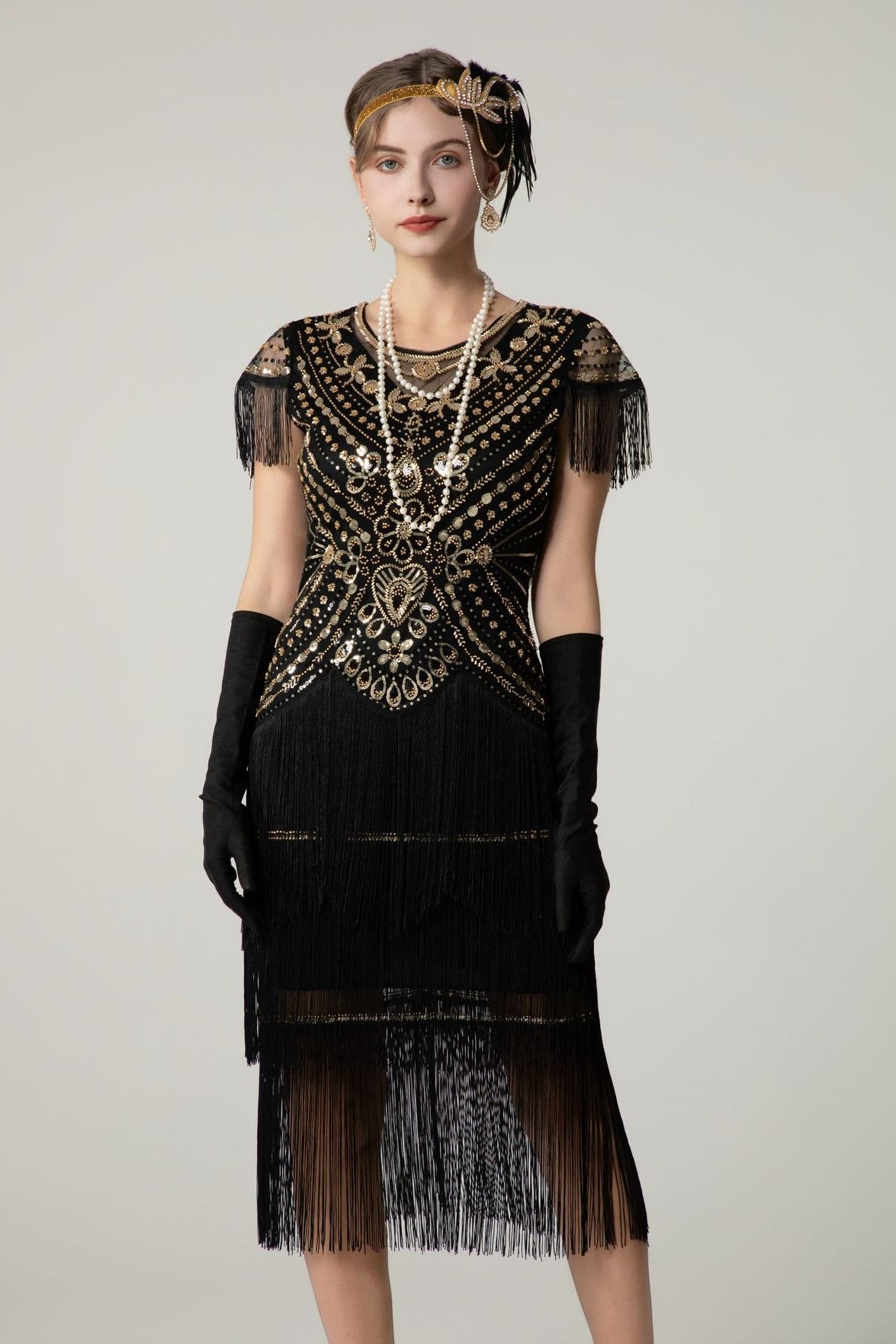 Sequin Short Sleeve Fringe Boho Dress
