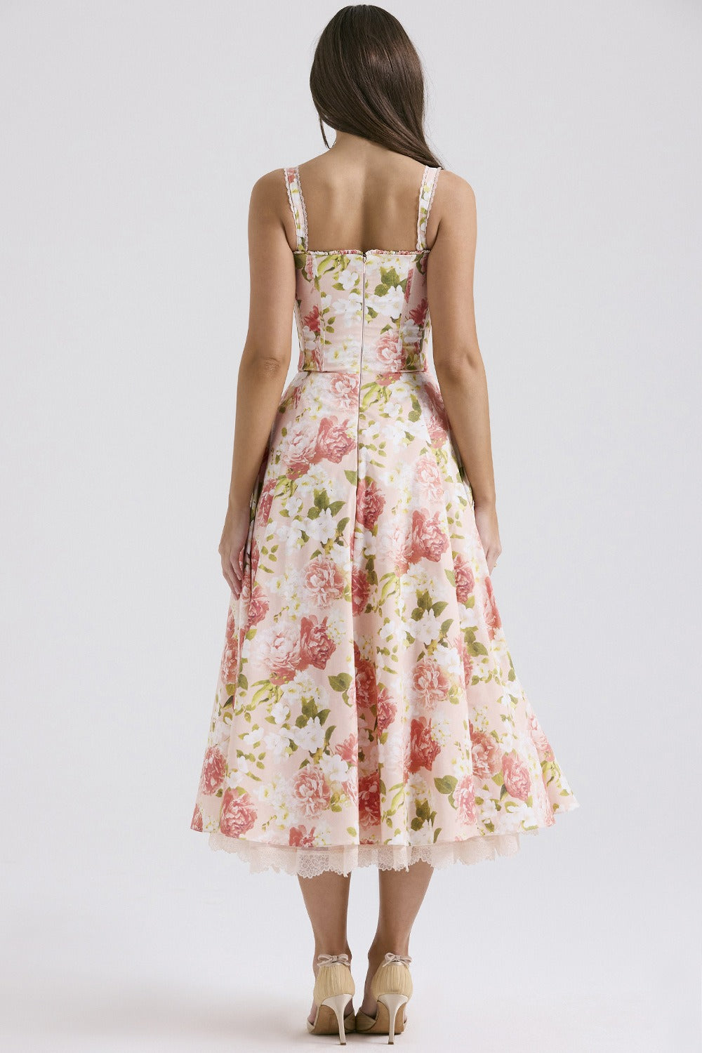 Elegant Strap Slim Midi Floral Dress