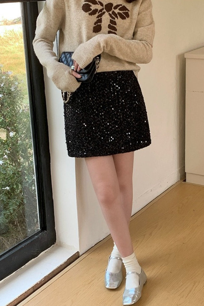 Sparkly Sequin High Waist Mini Skirt