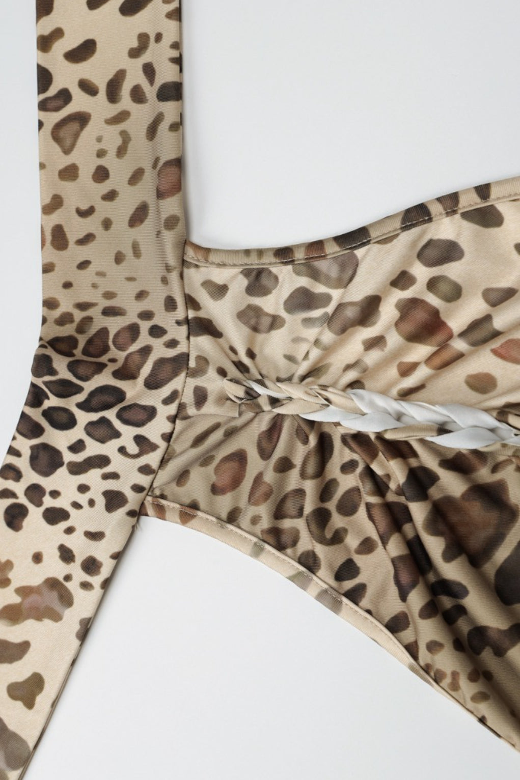 Halter Leopard Print Fitted Backless Asym Midi Dress
