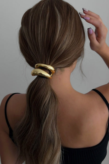Liquid Metal Finish Geometric Alloy Hair Cuff
