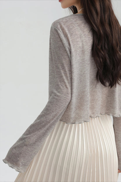 Tencel V-Neck Cropped Cardigan