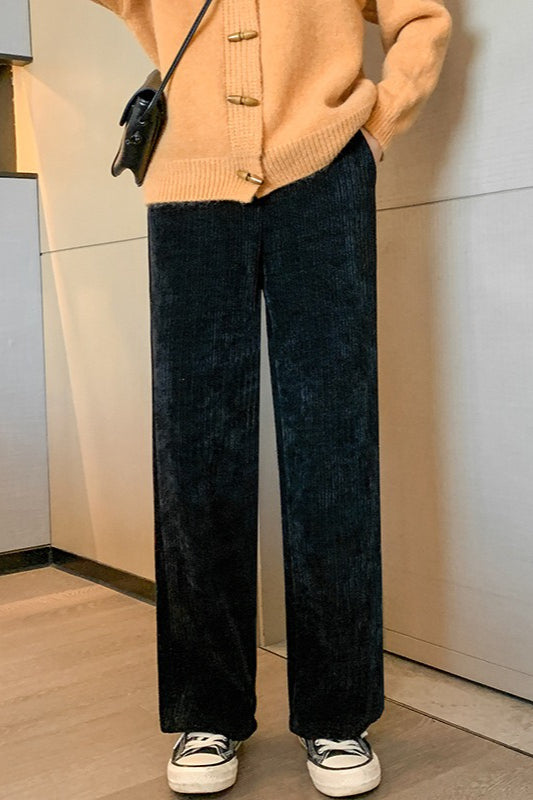High Waist Corduroy Knit Pants