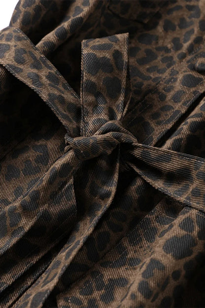 Leopard Lapel Belted Jacket