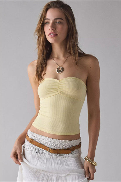 Ribbed Knit Strapless Tube Top
