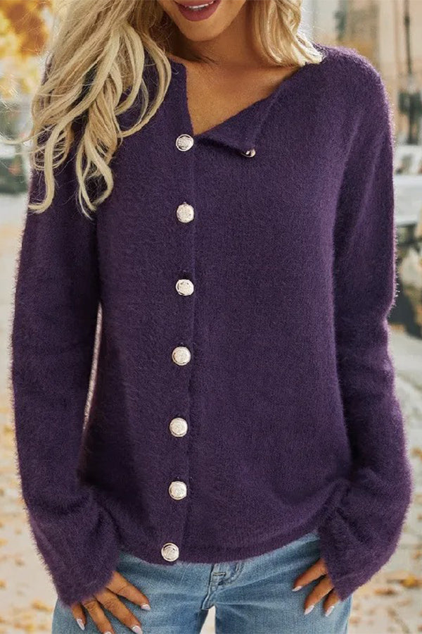Solid Color Single-breasted Sweater Cardigan